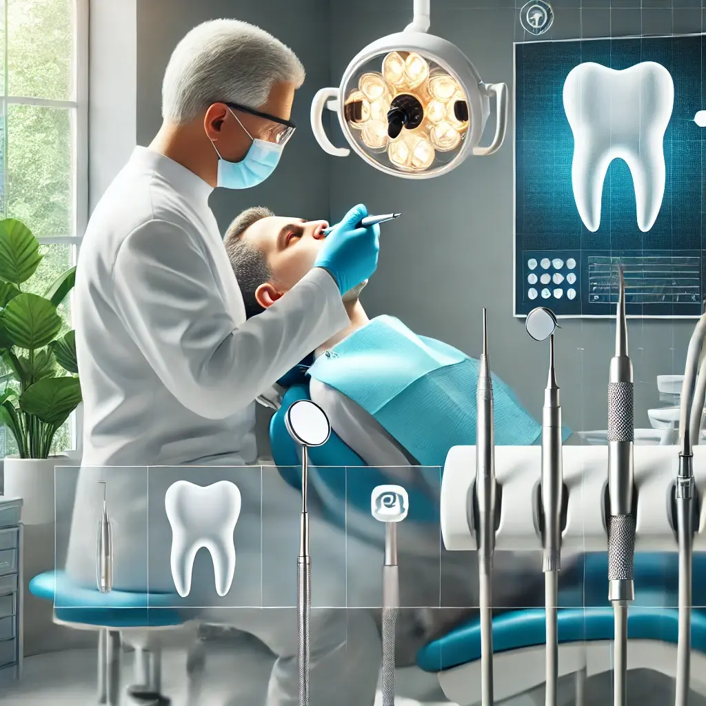 DALL·E 2024-09-24 01.50.59 - Create a professional, non-copyrighted image representing the dental industry. The image should feature dental tools such as a dental mirror, dental d