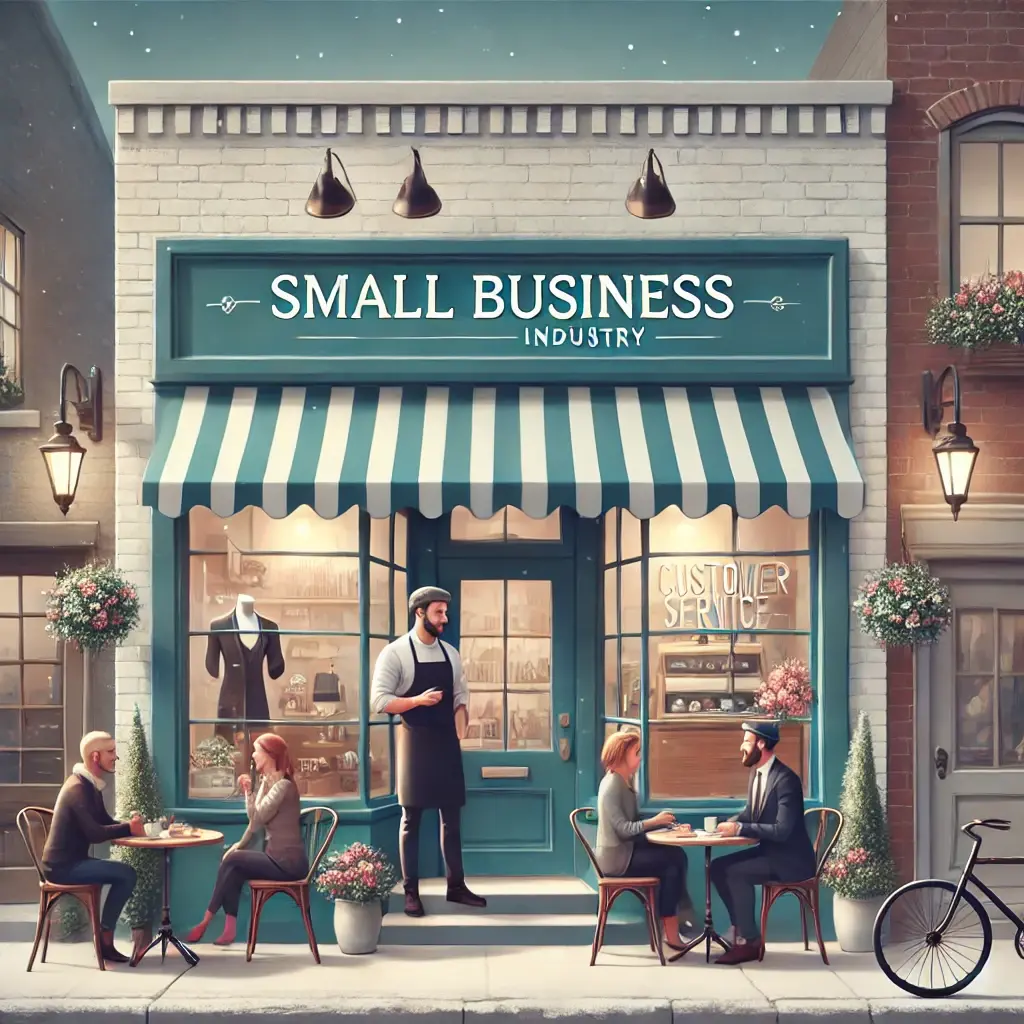 DALL·E 2024-09-24 01.54.42 - Create a professional, non-copyrighted image representing the small business industry. The image should feature a cozy storefront or a small business 