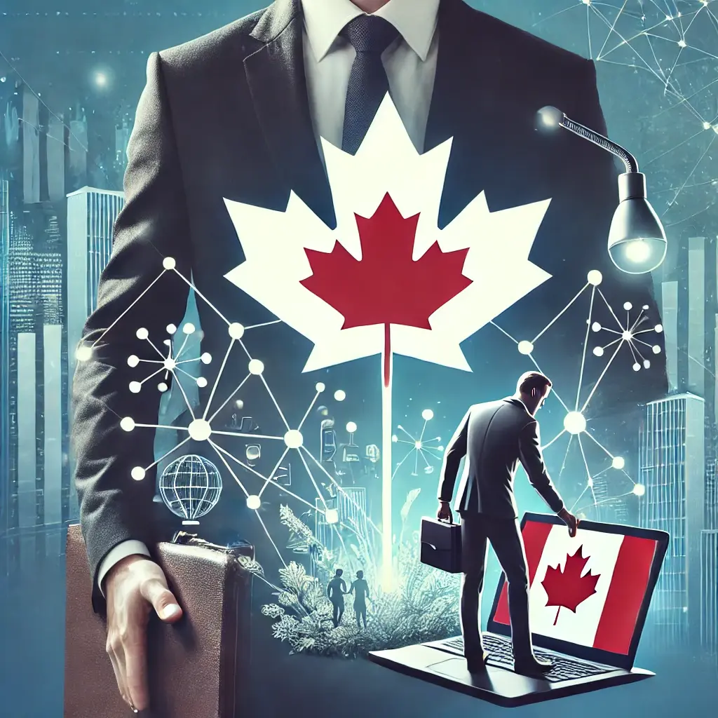 DALL·E 2024-09-24 02.09.54 - Create a professional, non-copyrighted image representing Canadian Entrepreneur. The image should feature a modern businessperson, possibly holding 