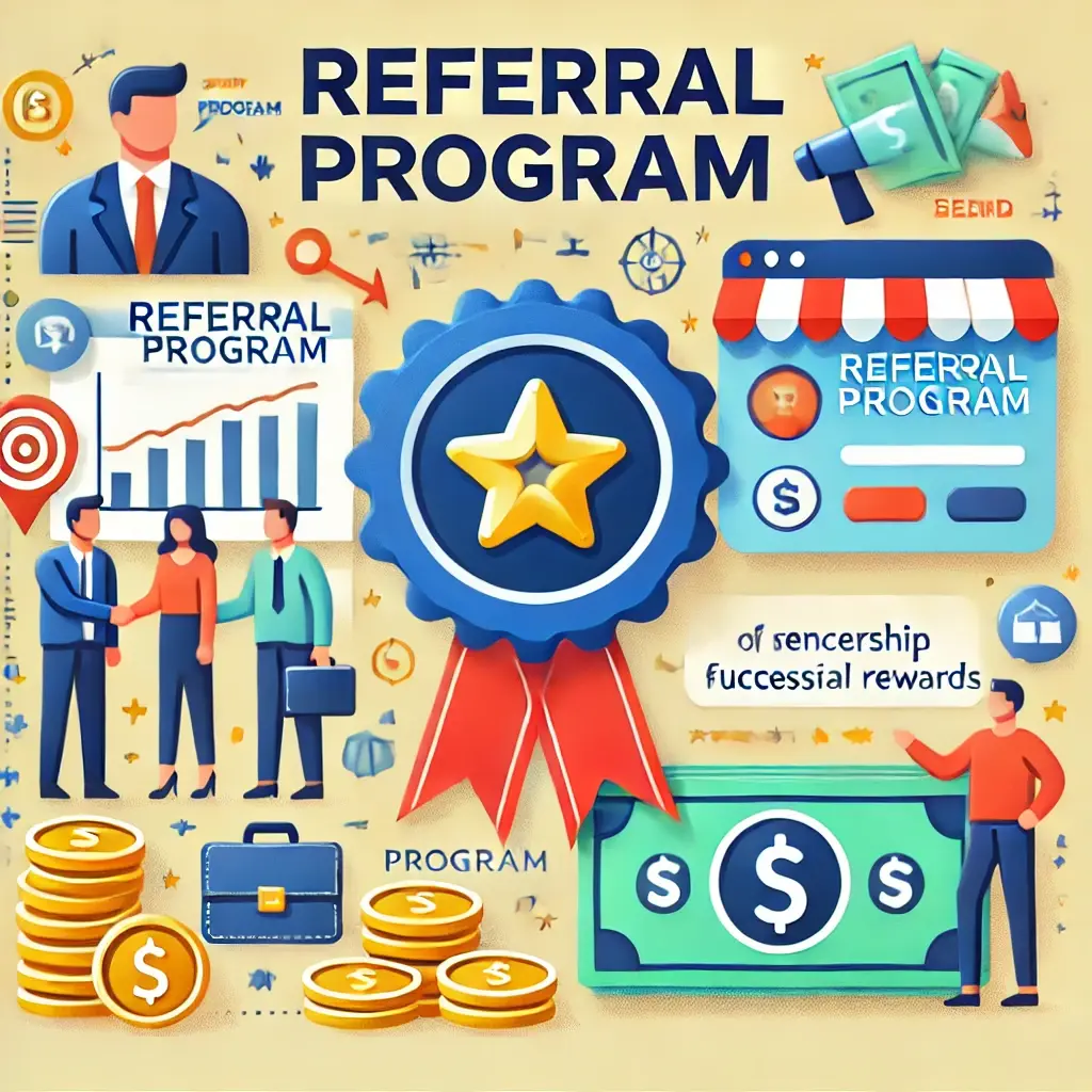 DALL·E 2024-09-24 02.12.58 - Create a professional, non-copyrighted image representing Referral Program. The image should feature elements like people connecting, a reward or ba